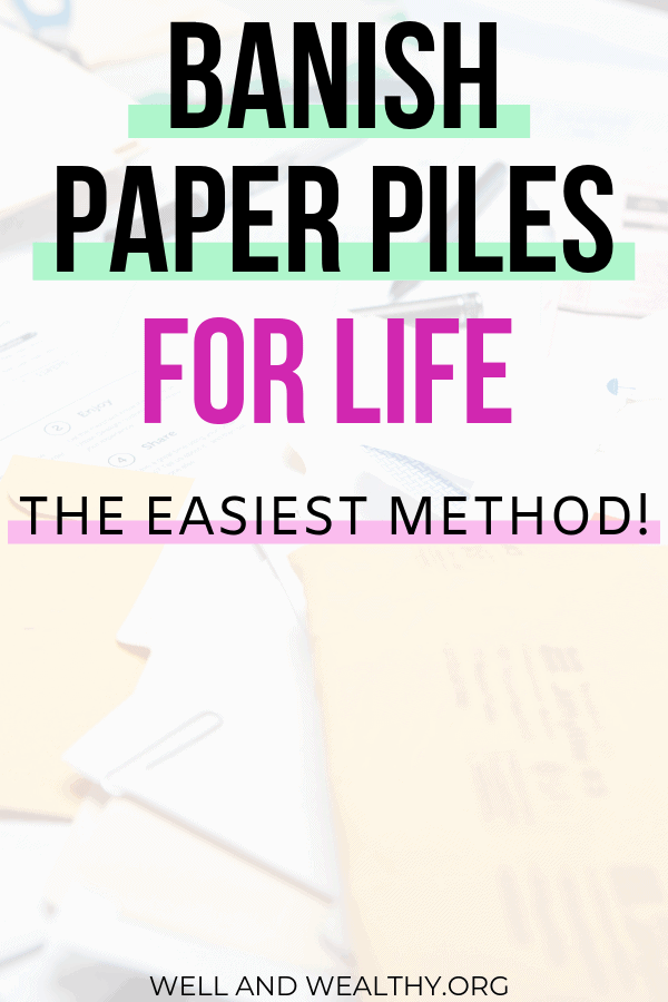 Looking for a way to declutter paperwork and important documents? Want to learn how to declutter out of control paper piles? Then you've come to the right place! This post will tell you a simple way to elimate paper clutter forever and introduces a system that will have your papers organized before you know it. No more asking hwo to get rid of paper clutter, everything you need to know is just a click away! #minimalism #simplify #organize