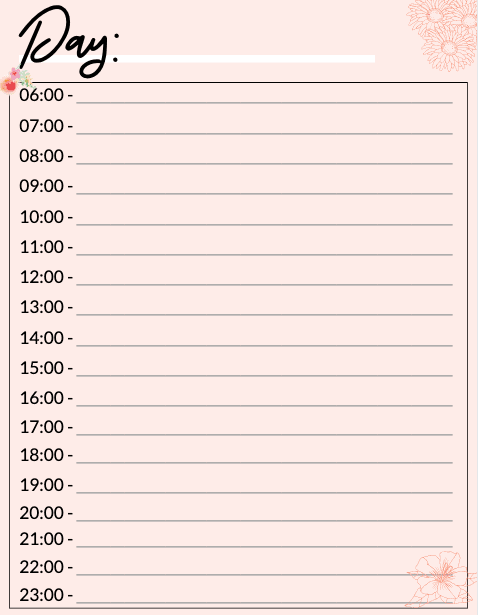 daily schedule with time slots pdf