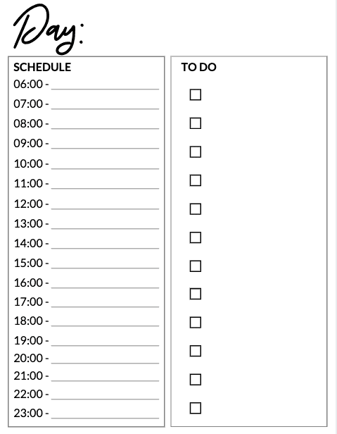 daily schedule with time slots pdf