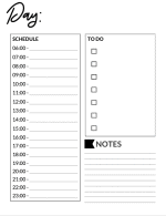Printable Daily Planner with Time Slots - Day Schedule, To-Do List and Notes